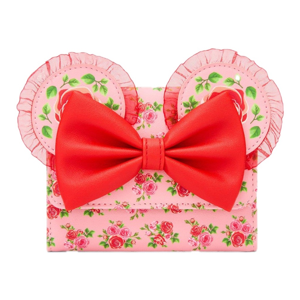 Loungefly Disney Minnie Mouse Pink & Red Roses Figural Mini Flap Wallet